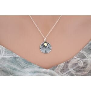 Sterling Silver Charm with Bronze Sun Necklace